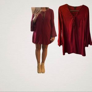 Forever 21 lace up bell sleeve dress ❤️